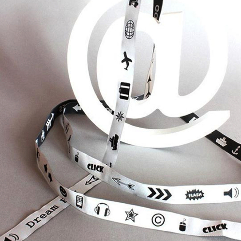 Woven ribbon - sign language silver-grey