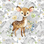 french terry - Printemps-Animaux de montagne Reh écru 40 x 50 cm