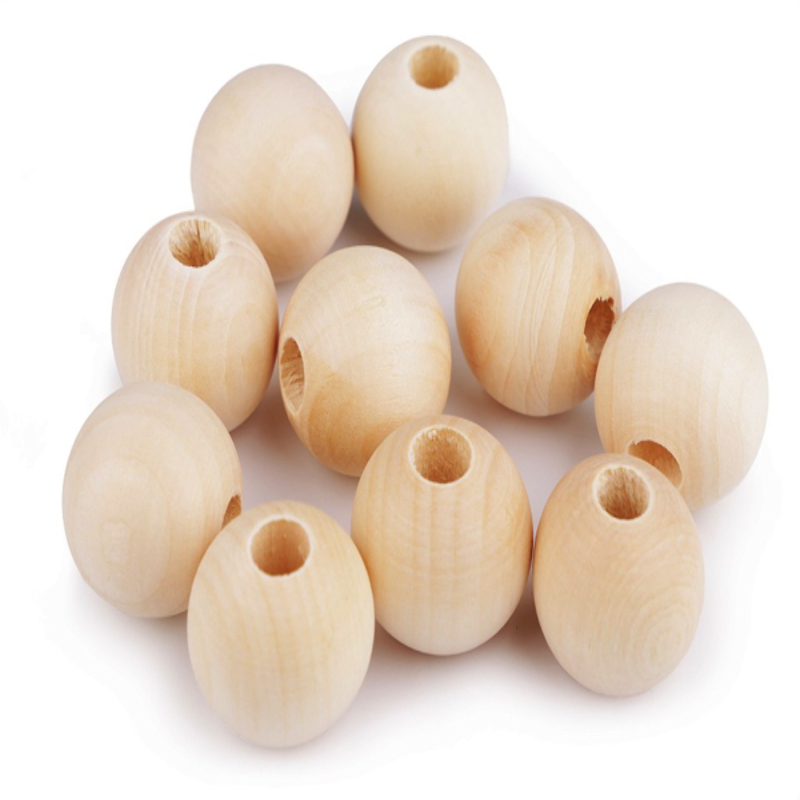 Wooden large hole beads 25mm - natural with varnish - 1 pc.
