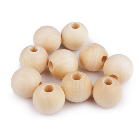 Wooden large-hole beads 25mm - natural with varnish - 1 pc.