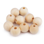 Perles en bois à gros trous 25 mm - naturel avec vernis - 1 pièce.