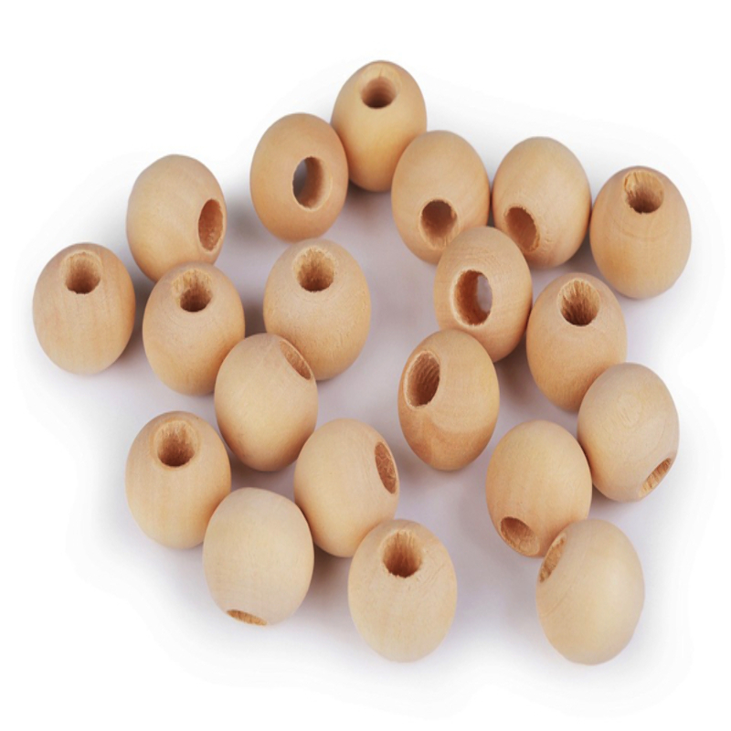 Perles en bois à gros trous 15 mm - naturel avec vernis - 1 pièce.