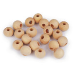 Perles en bois à gros trous 15 mm - naturel avec vernis - 1 pièce.