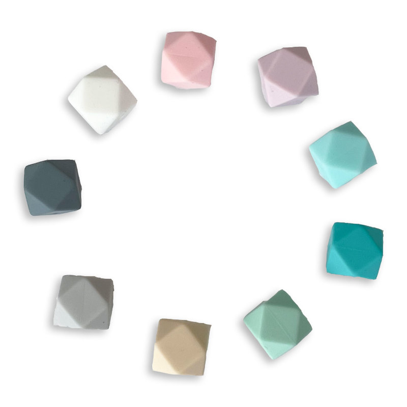 Perles en silicone - Hexagone 14 mm