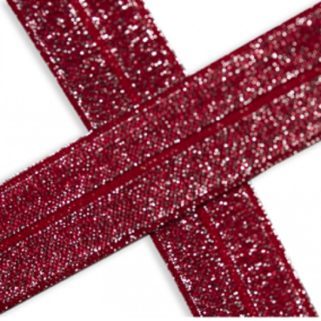 Ruban de bordure élastique à paillettes rouges (qt)