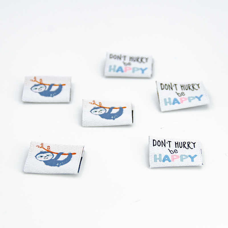 Label tissé - Urmelis Stoffwelt - Don't hurry be happy blanc