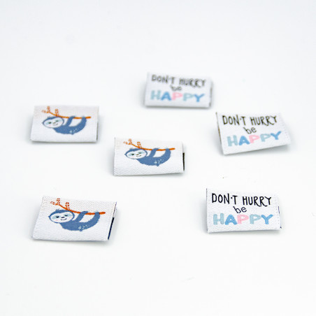 Woven Label - Urmelis Stoffwelt - Don't hurry be happy weiss