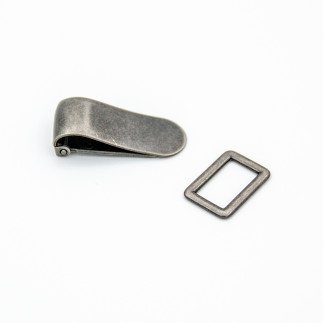 Fermoir à pince avec tirette 18 mm - argent antique