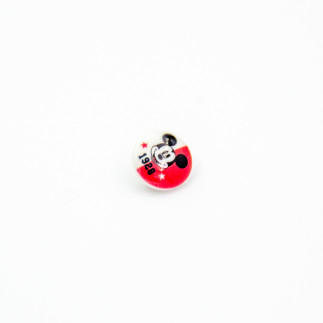 Bouton poussoir - Disney Mickey rouge/blanc 15 mm