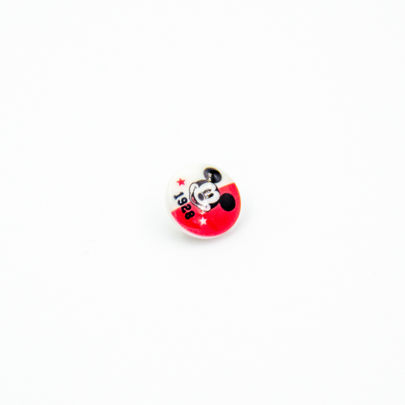 Bouton poussoir - Disney Mickey rouge/blanc 15 mm