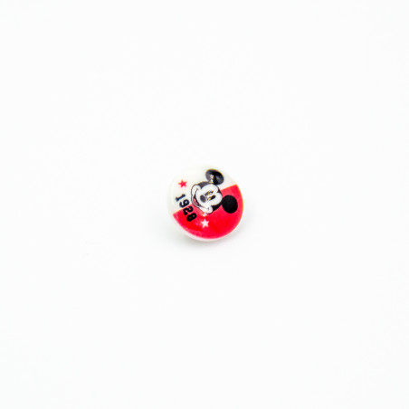 Bouton poussoir - Disney Mickey rouge/blanc 15 mm