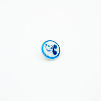 Bouton poussoir - Disney Mickey bleu / blanc 15 mm