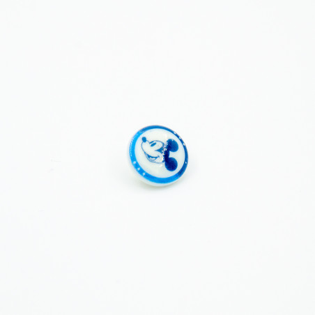 Bouton poussoir - Disney Mickey bleu / blanc 15 mm