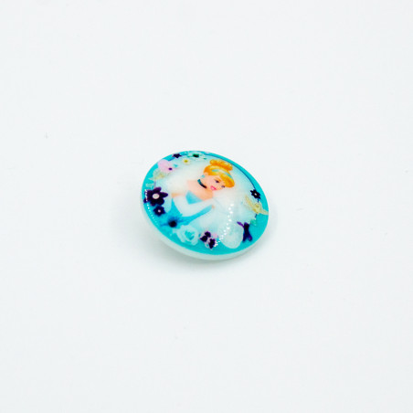 Shank button - Disney Cinderella turquoise 25mm