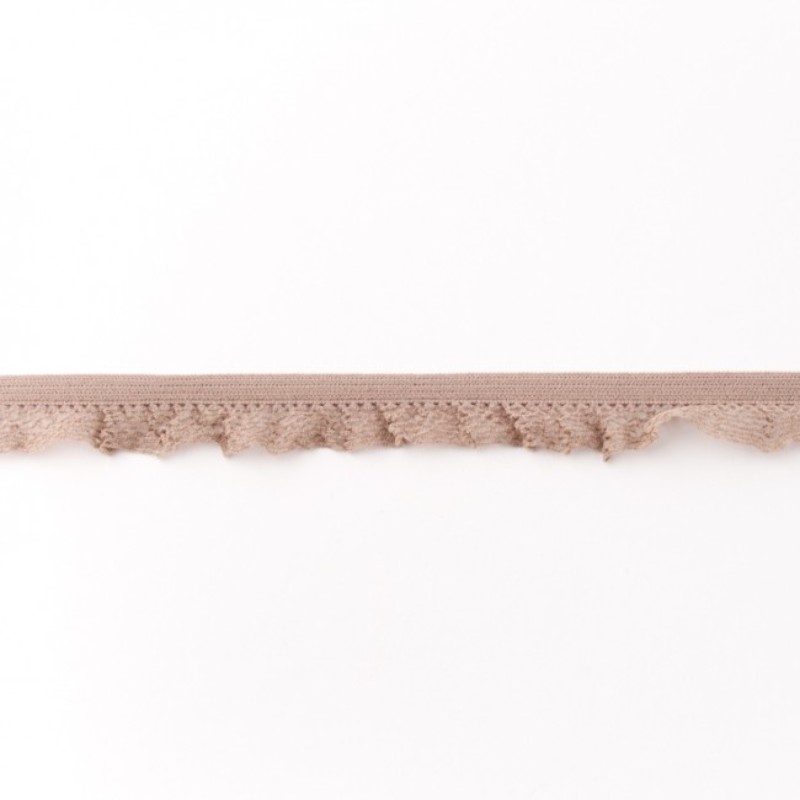 Elastic lace ruffles beige