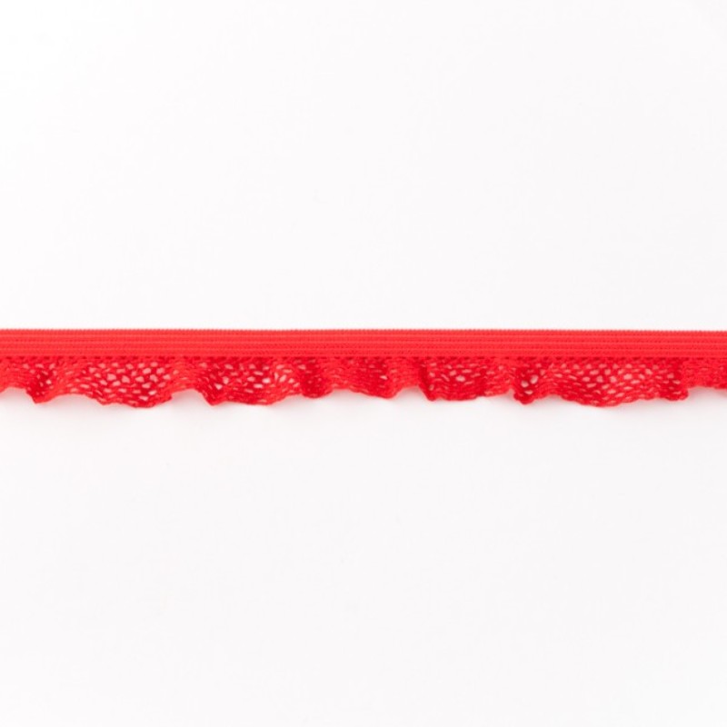 Elastic ruffle lace red