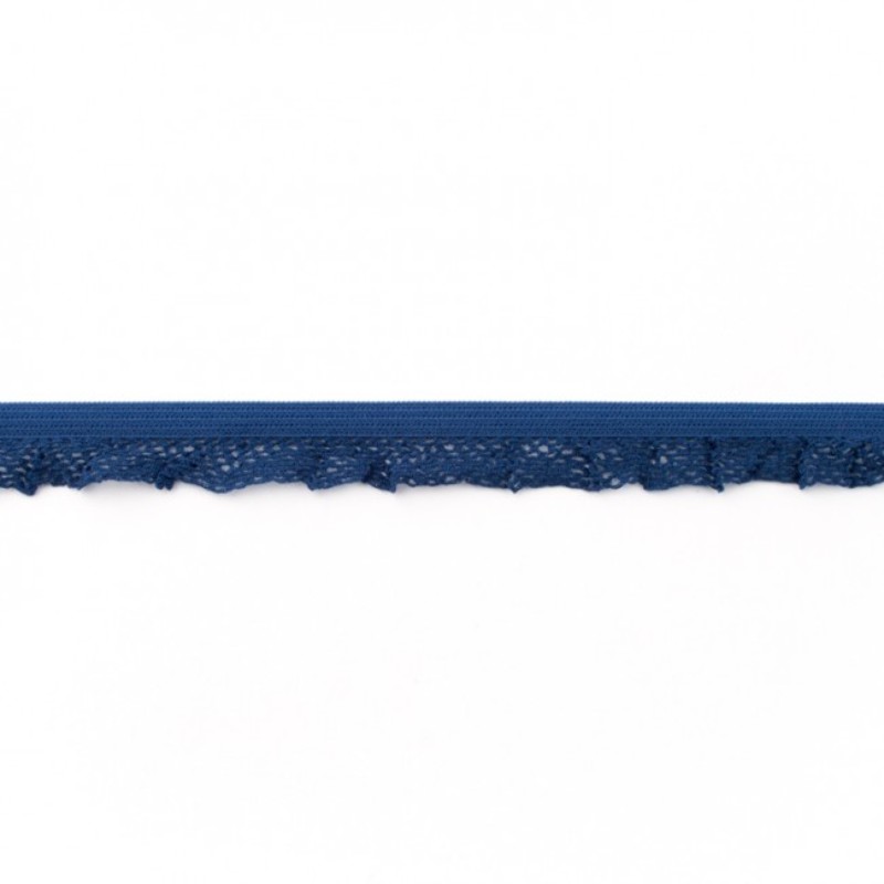 Volants tissu de dentelle élastique bleu foncé