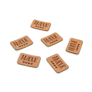 Faux leather label - Urmeli - Amour brown