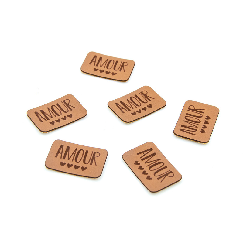 synthetic leather label - Urmeli - Amour brown