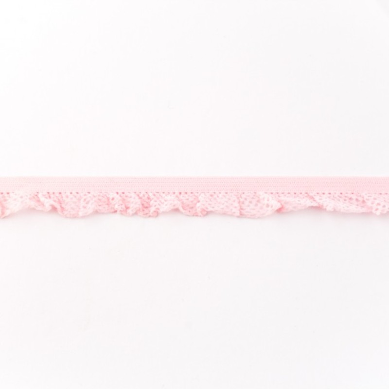 Elastic lace ruffles light pink