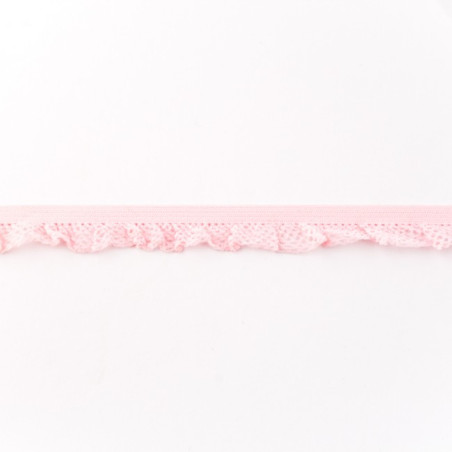 Elastic lace ruffles light pink