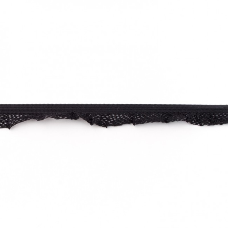 Elastic lace ruffles black