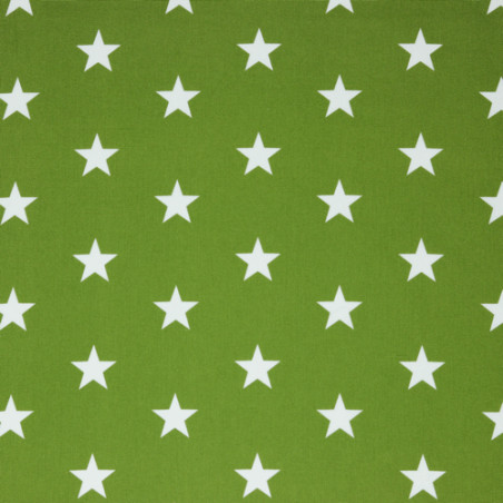 Cotton popline - Stars green (v)