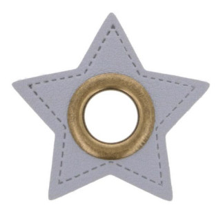 Eyelet on artificial leather star light grey 8mm bronze