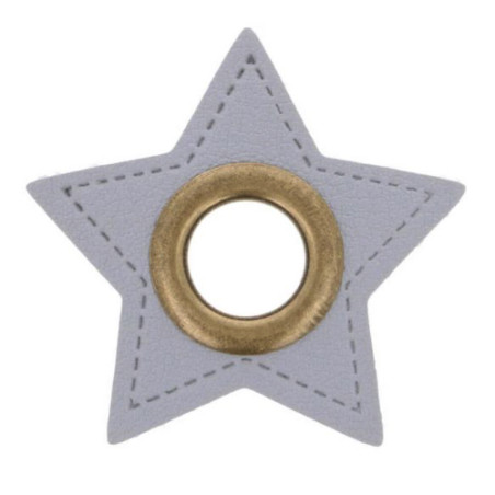 Eyelet on artificial leather star light grey 8mm bronze
