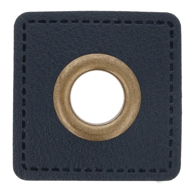 Öse auf Kunstleder navy 11mm bronze