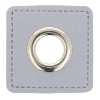 Œillet sur cuir artificiel gris clair 11 mm argent
