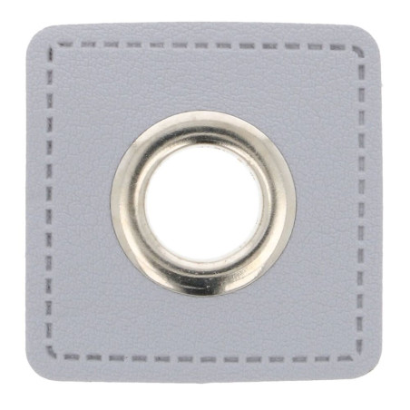 Œillet sur cuir artificiel gris clair 11 mm argent
