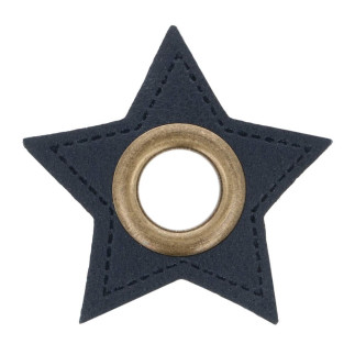 Öse auf Kunstleder Stern navy 8mm bronze