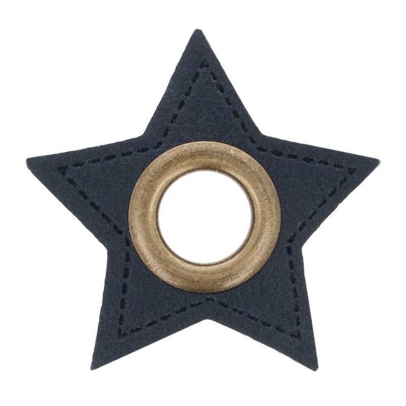 Eyelet patches Star navy 8mm bronze