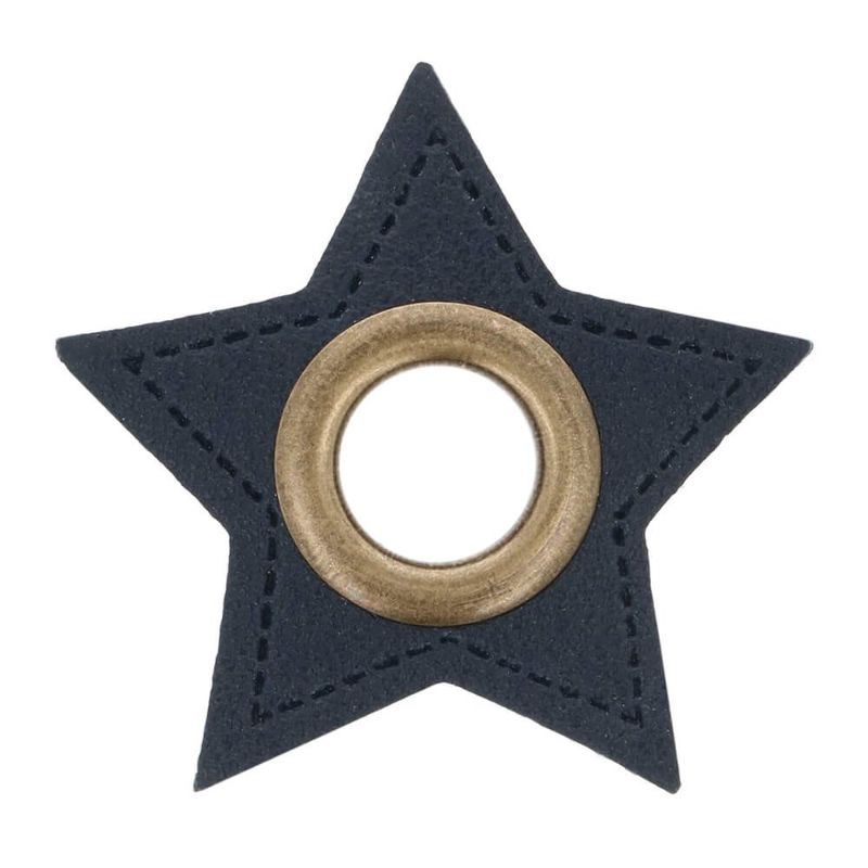 Ösen Patches - Stern navy 8mm bronze