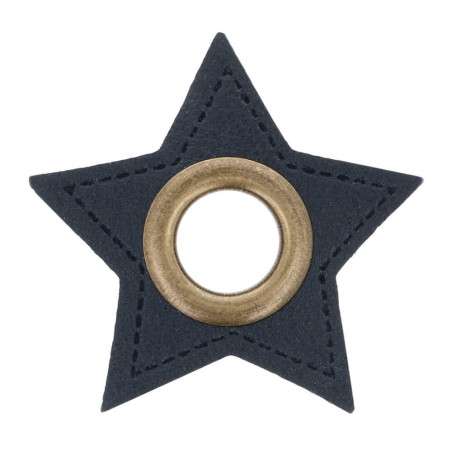 Œillet sur cuir artificiel étoile bleu marine 8 mm bronze