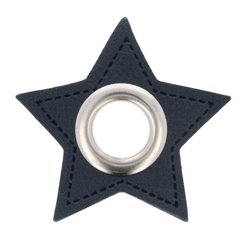 Patchs à œillets - Étoile bleu marine 8 mm argent