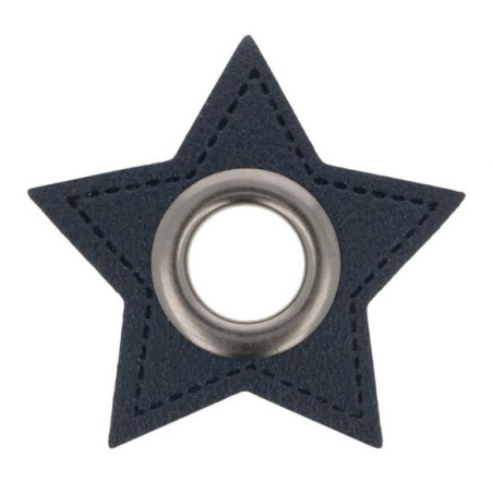 Eyelet on artificial leather star navy 8mm gunmetal