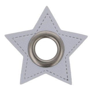 Eyelet on artificial leather star light grey 8mm gunmetal