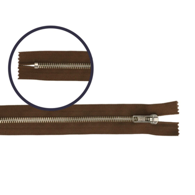 Trouser zipper 15cm brass brown