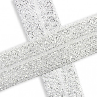 Elastic edging tape white glitter (qt)