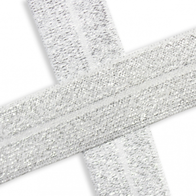 Bias tape elastic glitter white (qt)