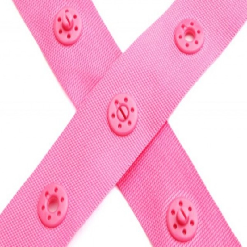 Snap-on button ribbon pink