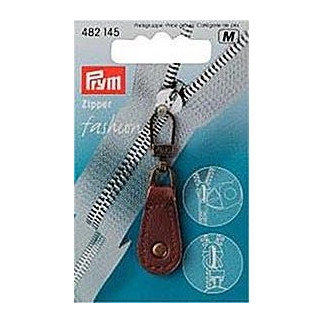Pendentif zippé en cuir marron