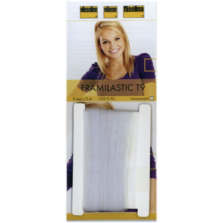 Tresse caoutchouc / Framilon Vliesline 9 mm, bobine de 5 m