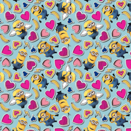 Jersey - Minions with heart light turquoise