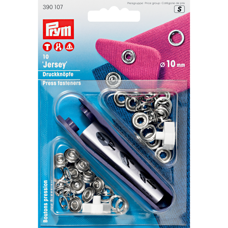 Boutons pression Prym anneaux jersey 10 mm argent