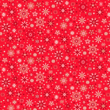 Baumwolle - Scandi Christmas Snowflakes rot