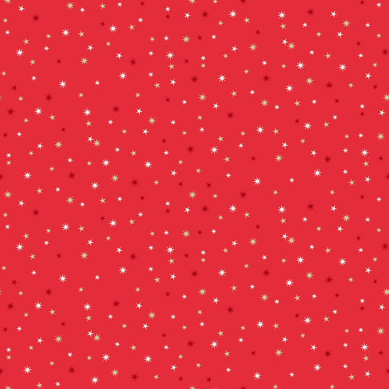 Woven Cotton -  Scandi Christmas Stars red