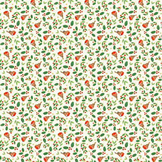 Coton - Merry Christmas Birds blanc cassé